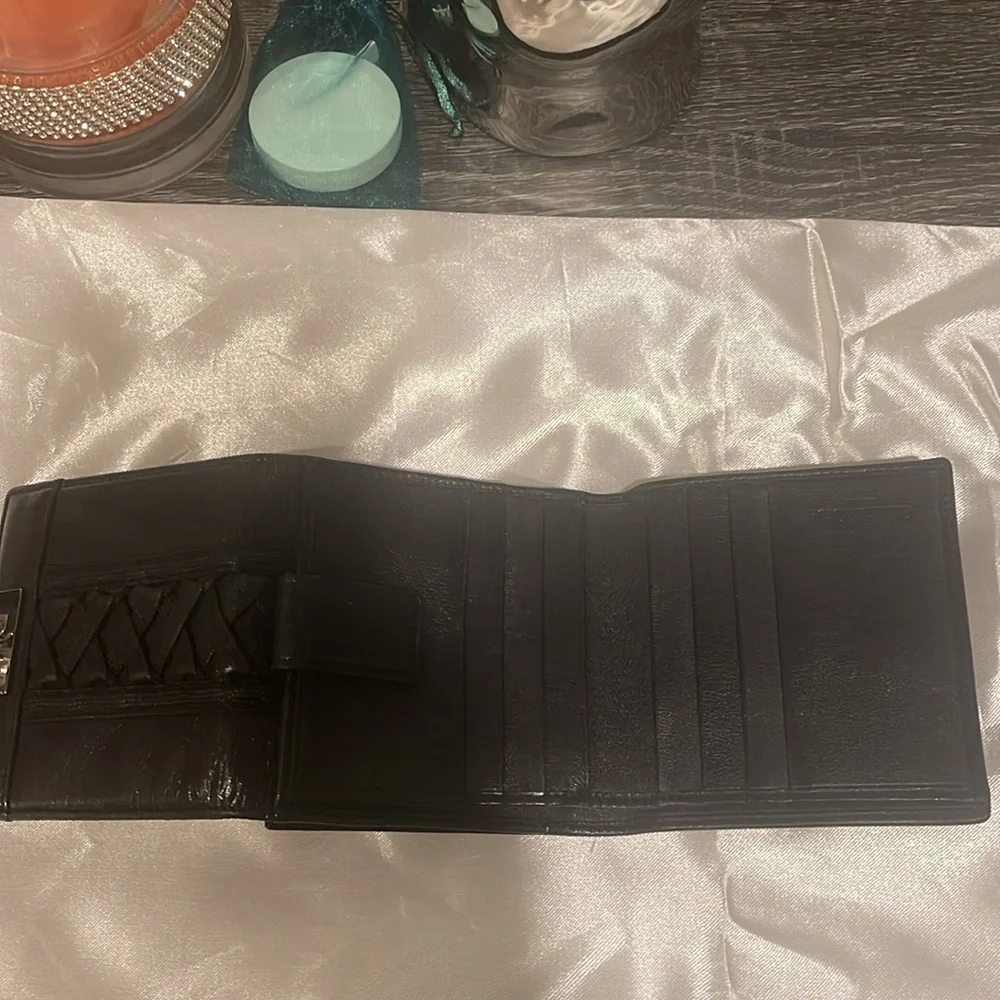 Christian Dior EUC Vntg Ballet Corset Bifold Black Leather Compact Wallet (W138)